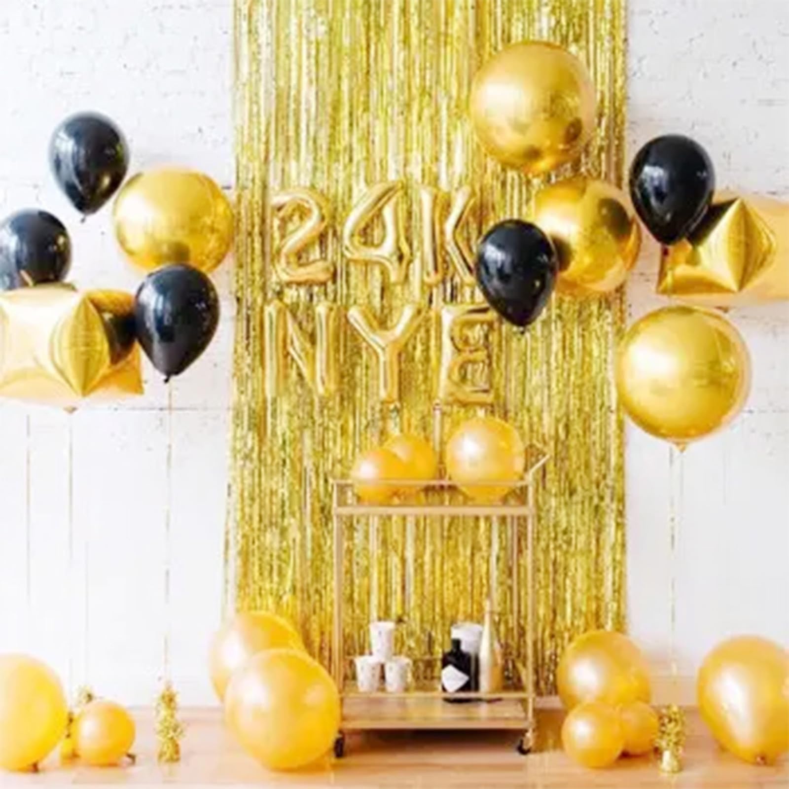 3er Pack Metallic-Lametta-Vorhänge – Glitzer-Deko Für Partys, 1x2m, Laser-Silber