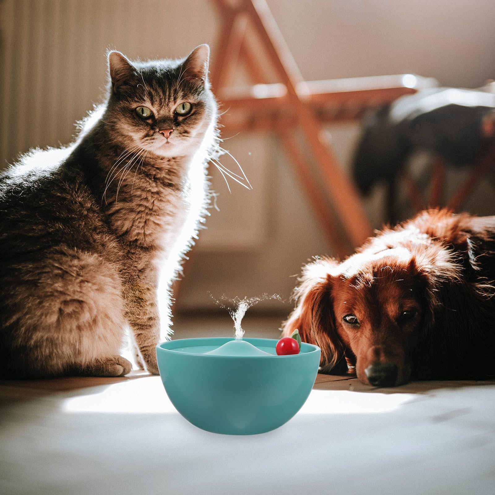 POPETPOP Fuente de Agua para Gatos Capacidad Suficiente de Cerámica Diseño de Gato, Dispensador USB Práctico y Resistente para Uso en Casa