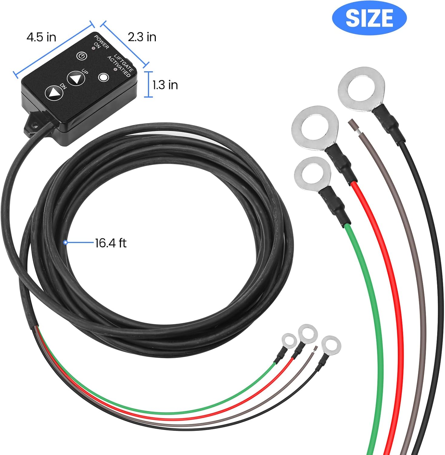 Lift Gate Control Switch Compatible with Tommy Gate 000987/0987/987, 12V/24V, 4.5×2.3in, Low Voltage Warning, Durable, Easy Install for Trucks & Delivery Vehicles