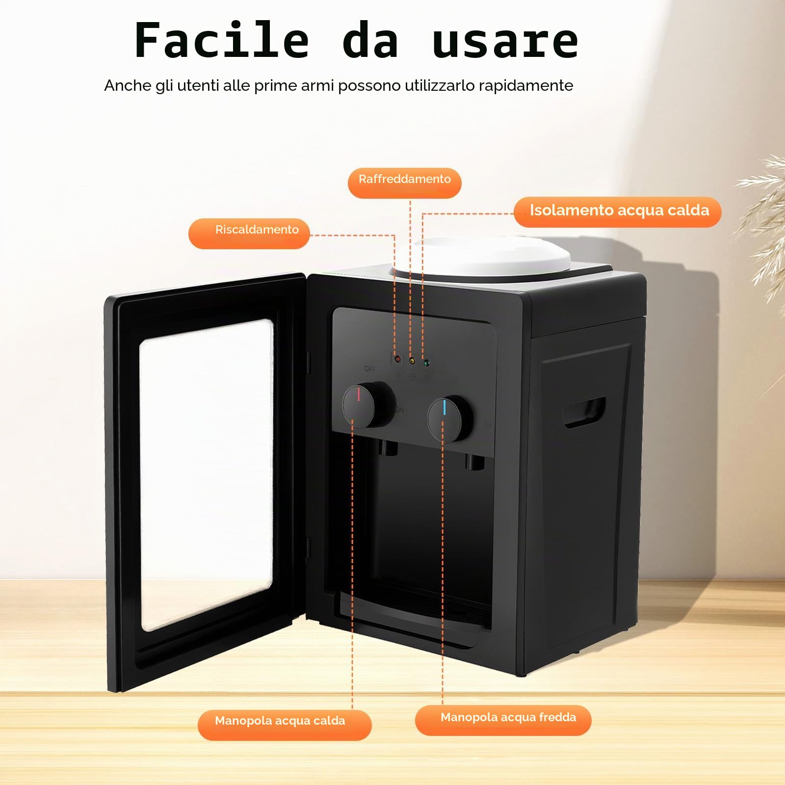 Distributore di acqua elettrico per la casa, 550 W, dispenser di acqua elettrica per acqua fredda e calda