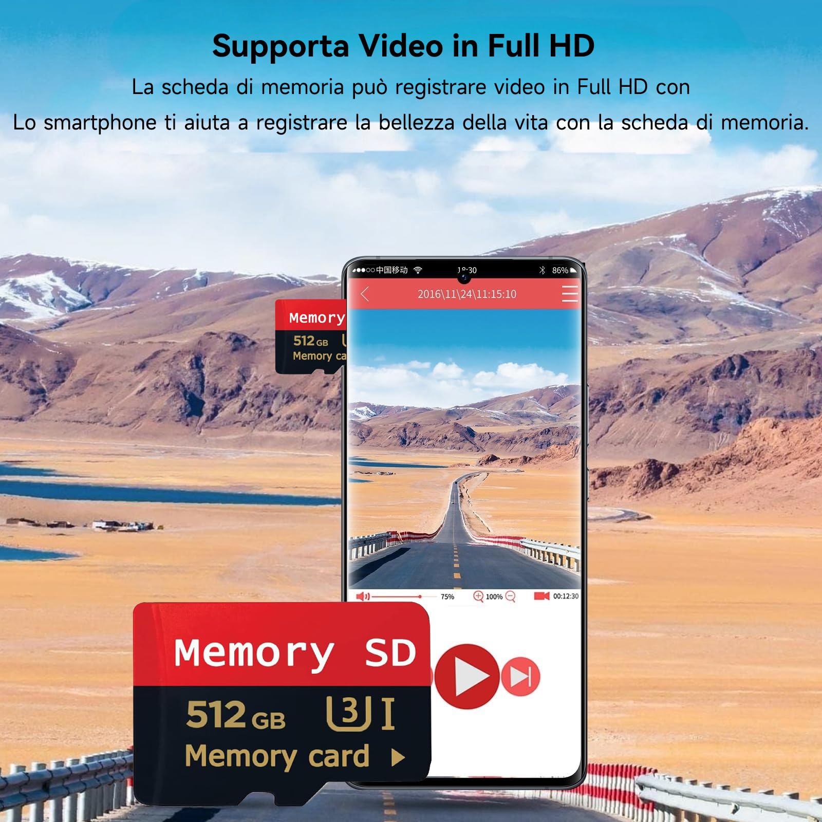 Carte micro SD 512 Go haute vitesse pour smartphones, appareils de jeu portables et drones, caméscopes, commutateurs.
