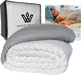 WEIGHTED EVOLUTION Weighted Blanket King Size 25 Pounds- with Removable Bamboo Minky Fleece Duvet Cover - 80x87 - 100% Oek...