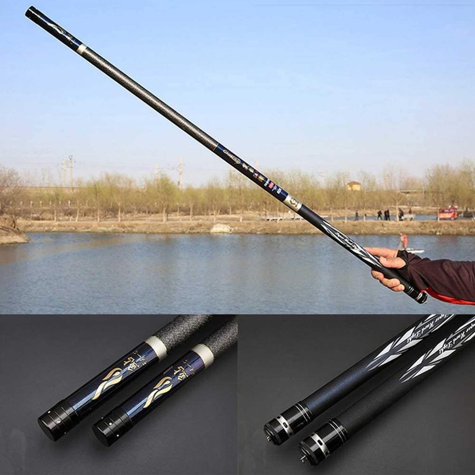 TSHIGO Canne a Pêche au Coup Chinoise Carpe Carbone Télescopique 8m,9m,10m,11m,12m,13m,14m,15m Extensible Canne a Pêche (Size : 10m)