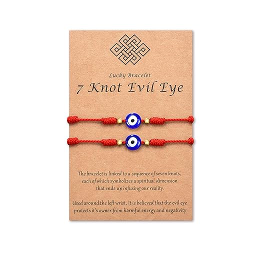 Tarsus (Ver.3) Evil Eye 7 Knot Lucky Bracelets Adjustable Red String Amulet for Women Men