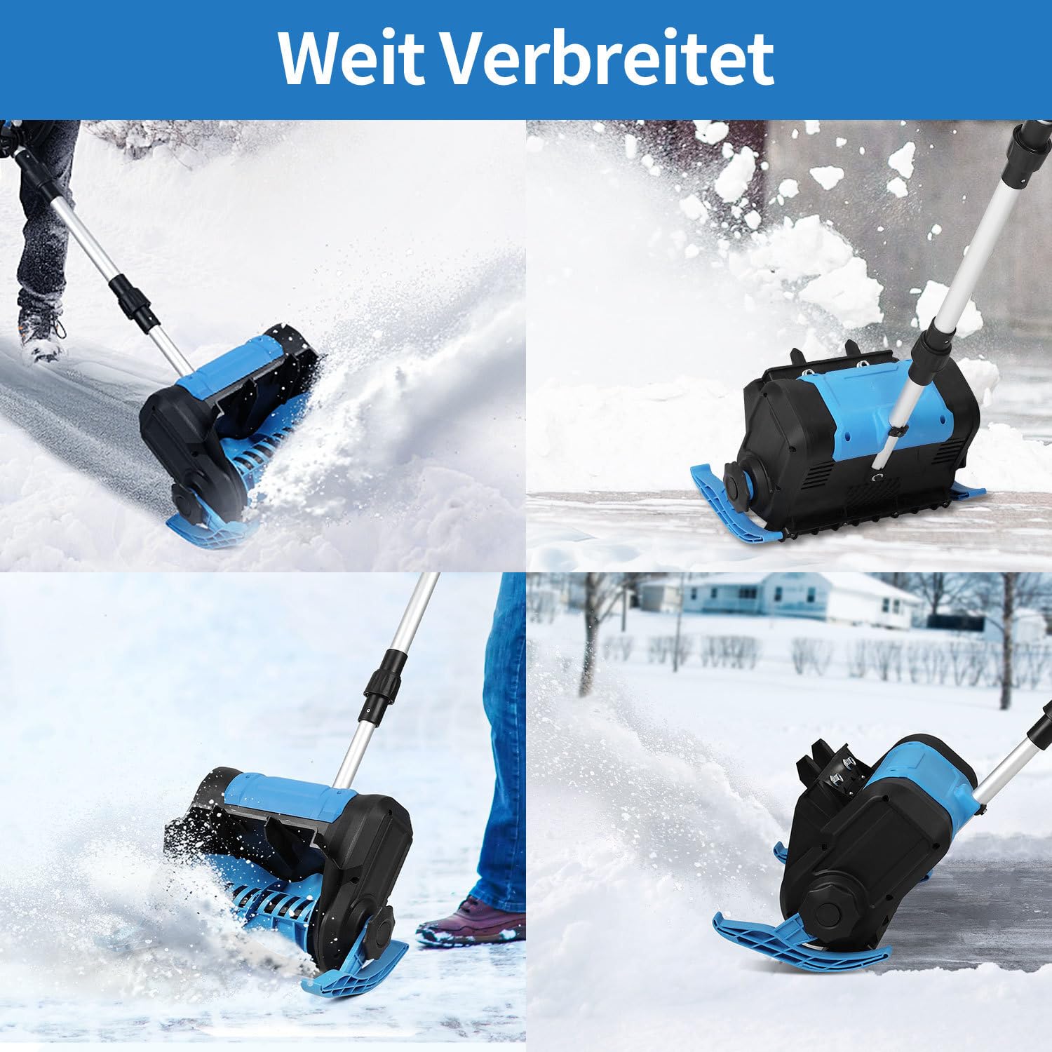 Akku-Schneefräse, 21V/1000W Elektrische Schneefräse mit 2×4500mAh Akkus & Ladegerät, 25cm Arbeitsbreite, 8m Wurfweite, Bürstenloser Motor, Leicht (3.6kg) für Gehweg & Terrasse