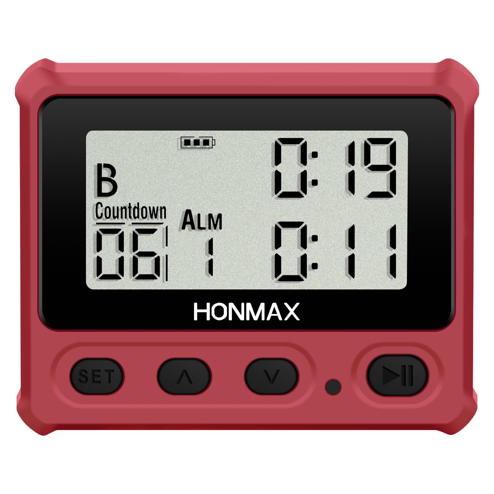 Minuteur numérique d'intervalle, chronomètre avec rétroéclairage, horloge rechargeable USB-C, rouge