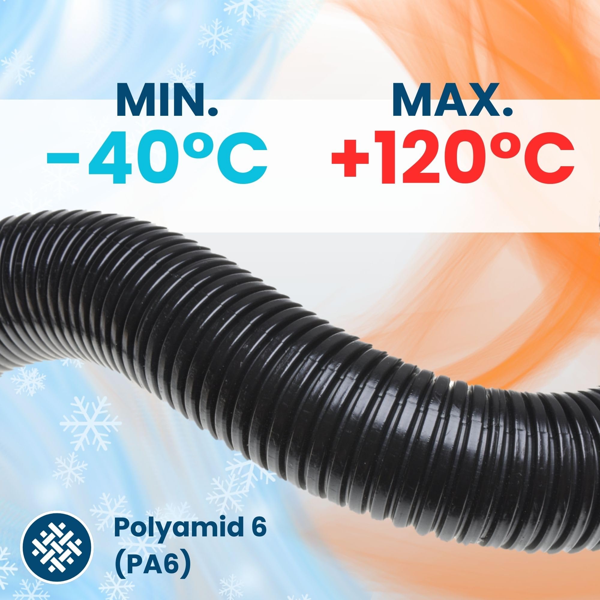 Kalitec - Tubo corrugato chiuso NW 12 I non scanalato, tubo di protezione per martore, resistente ai raggi UV e alogeni, materiale PA 6, protezione per cavi AD 15,6 mm, ID 12 mm, da -40 a +120 °C