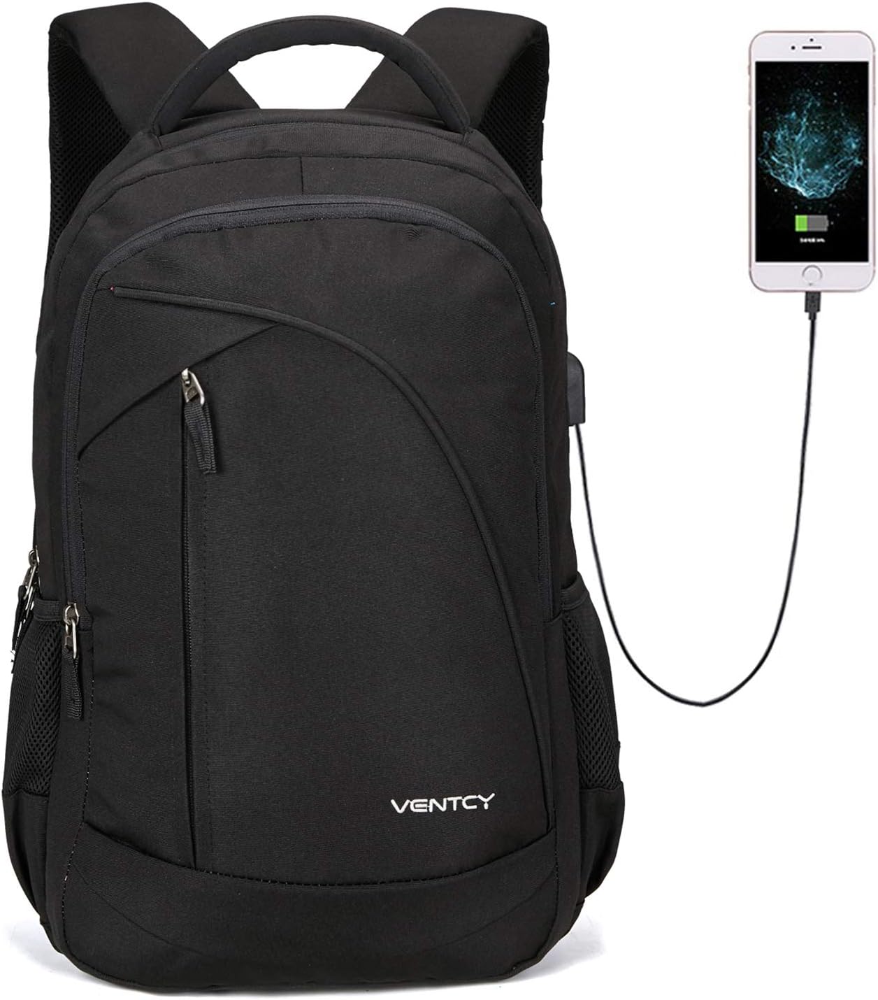 VENTCY Laptop Backpack with USB Charging Port 15.6 inch Laptop Backpack for Men Women Waterproof Work Rucksacks for Men Business Computer Backpack Lightweight Pc Backpack Notebook Unisex 24L