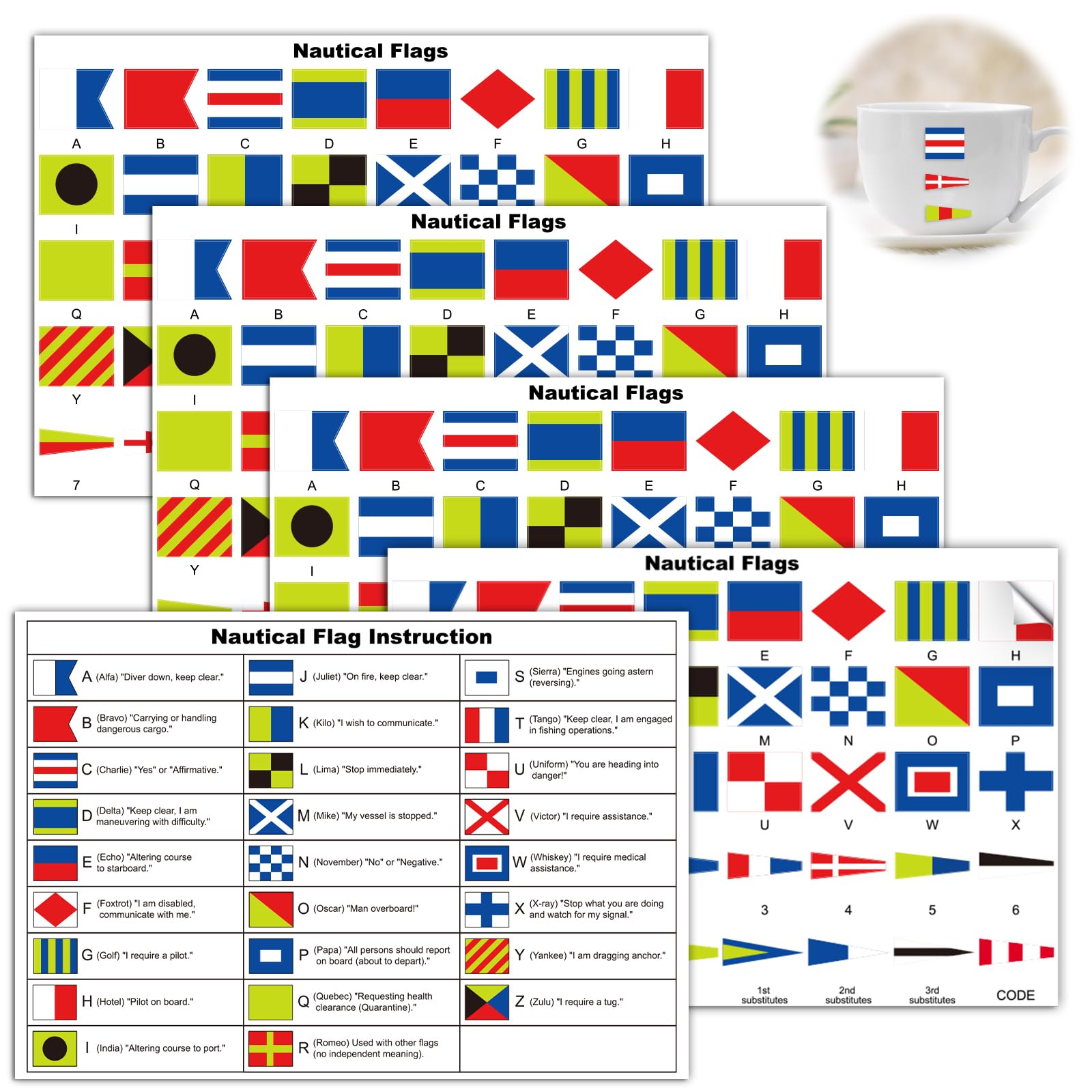 160 Pcs Mini Nautical Flag Stickers with Maritime Flag Alphabet Chart Reference Sailing Stickers Nautical Theme Party Favors for Cup Phone Laptop