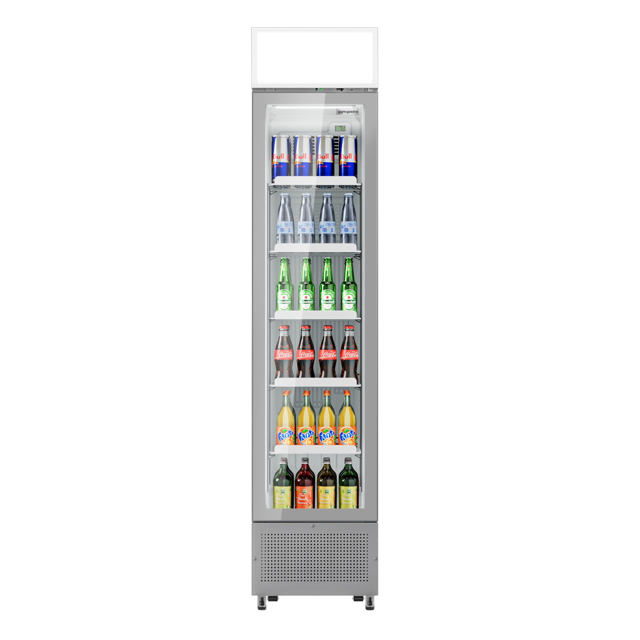 GGM Gastro | GK175UG | Getränkekühlschrank - 145 Liter - rahmenloses Design - mit 1 Glastür & Werbedisplay