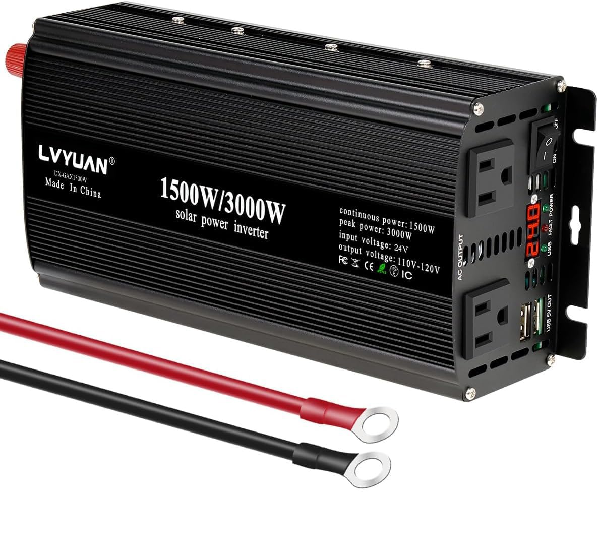 Omvormer Zuivere Sinus 1500W Spanningsomvormer 12v 220v 230v met LED
