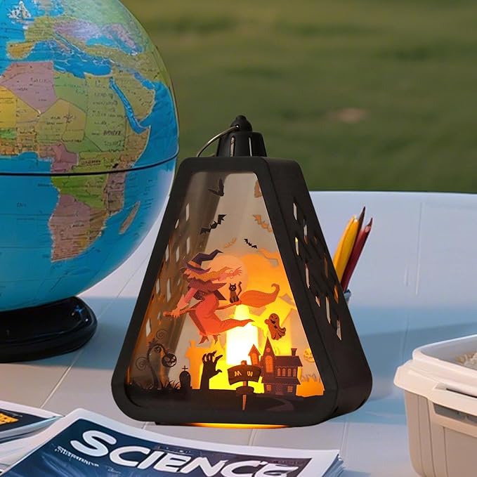 Jubilofex Halloween Lantern Lights | Home Witch Pumpkin Castle Lantern, Lamp Ornament Decorations Centerpieces voor Yard Garden Camping Porch Indoor Patio Backyard photo 3