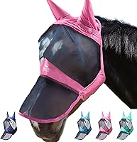 Vista 26 de Harrison Howard CareMaster Pro - Máscara luminosa para mosca de caballo, gran espacio para los ojos, nariz larga con orejas, protección UV