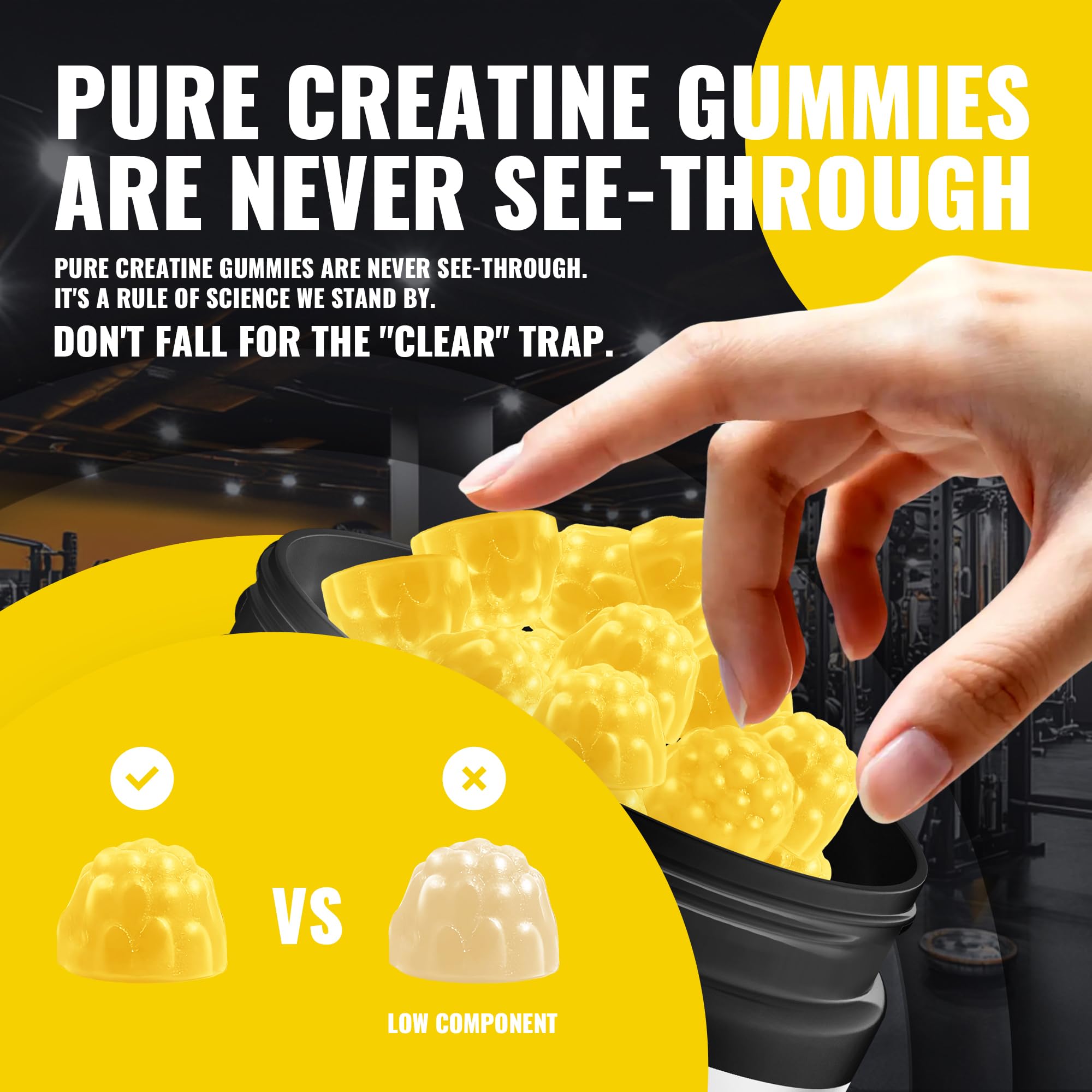 Natures Aid Creatine Monohydrate Gummies – Pre-Workout Energy & Muscle Growth Support for Men & Women | Mango Electrolyte Gummies (135 Count) — Amazon image 4