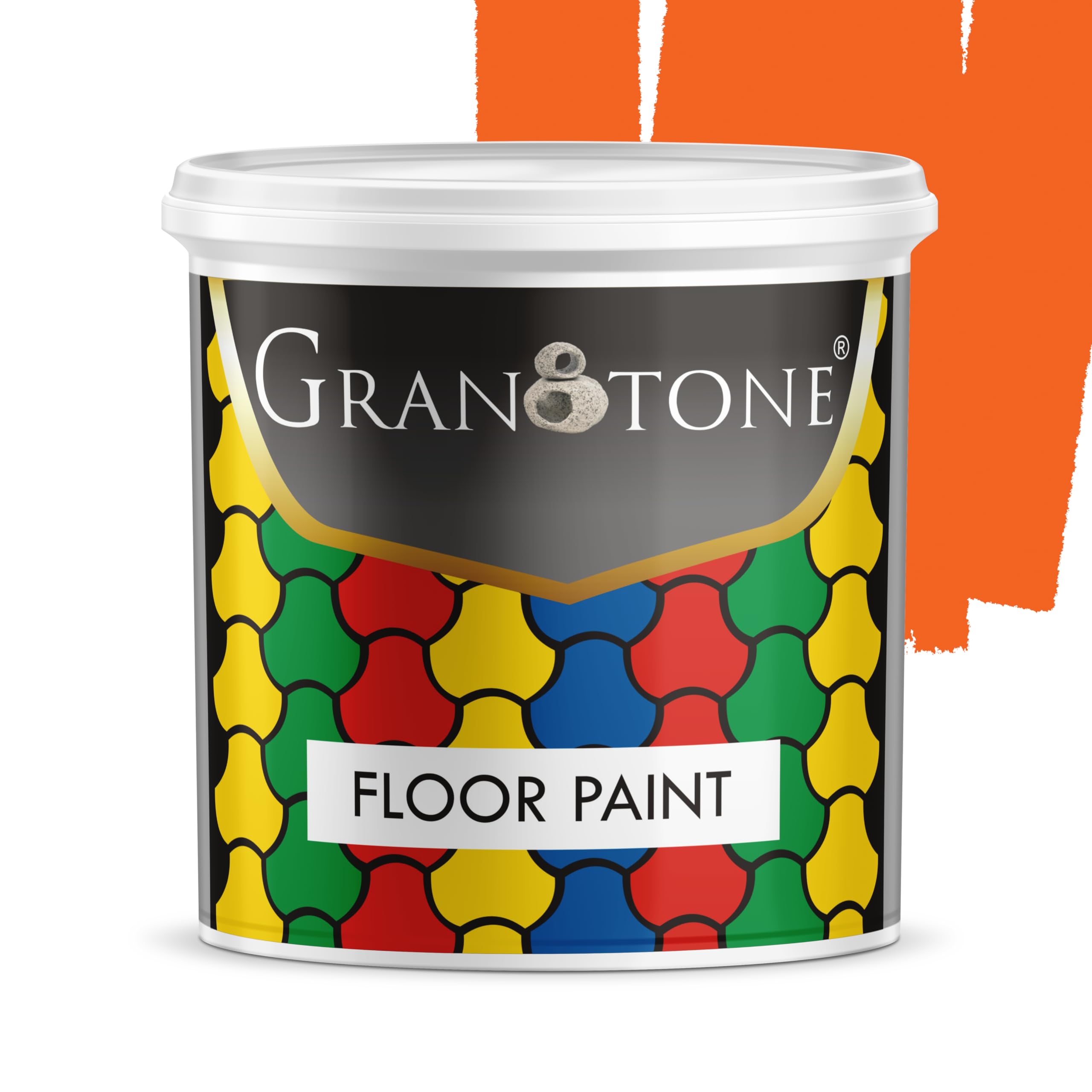 GRANOTONE Floor paint for cement floor and tiles, Polyurethane and Acrylic Polymer Based Concrete Sealer, Anti-Slip, Thick & Durable tile paint 1 L, Orange