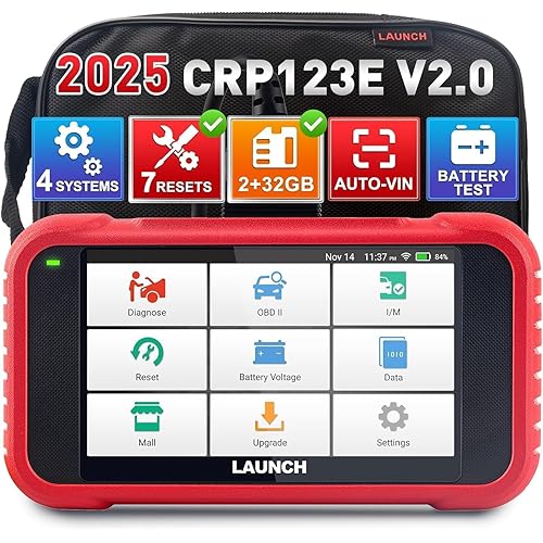 2025 Upgraded LAUNCH OBD2 Scanner CRP123E V2.0 Elite, Diagnostics Tool for Engine, ABS, SRS, AT, with 7 Resets, Oil/Throttle/SAS/BMS/EPB/DPF/ABS Bleeding, Battery Test, FCA SGW, Lifetime Free Updates