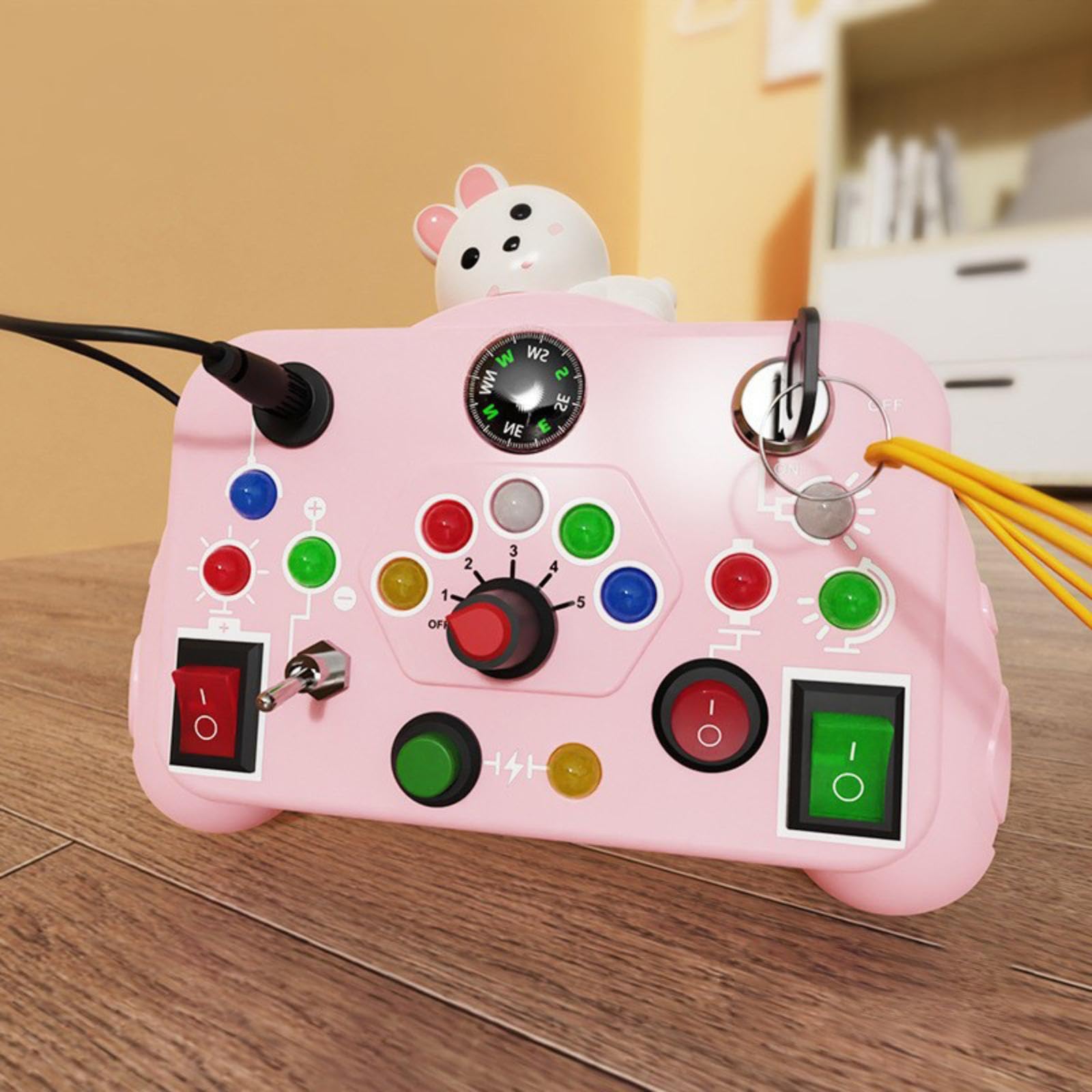 Toddler Toys LED Busy Board, Montessori Toy for 1-3 Year Old, Kids Sensory Board, Light Switches Preschool Learning Activities Portable Travel Toy for 1+ Year Old Boys & Girls