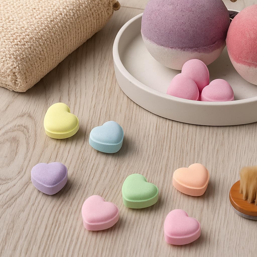 HOME BOUTIQUE Heart Bath Bombs for Women & Kids - 15 Pack Relaxing & Moisturizing Bubble Bath Bombs with Essential Oils - Gift Set for Spa & Stress Relief (Mix) - Image 3 thumbnail