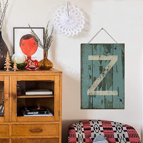 Vista 150 de Letrero colgante de madera con letra A, letrero de madera, decoración del hogar, 26 letras del alfabeto de metal, placa de madera, decoración