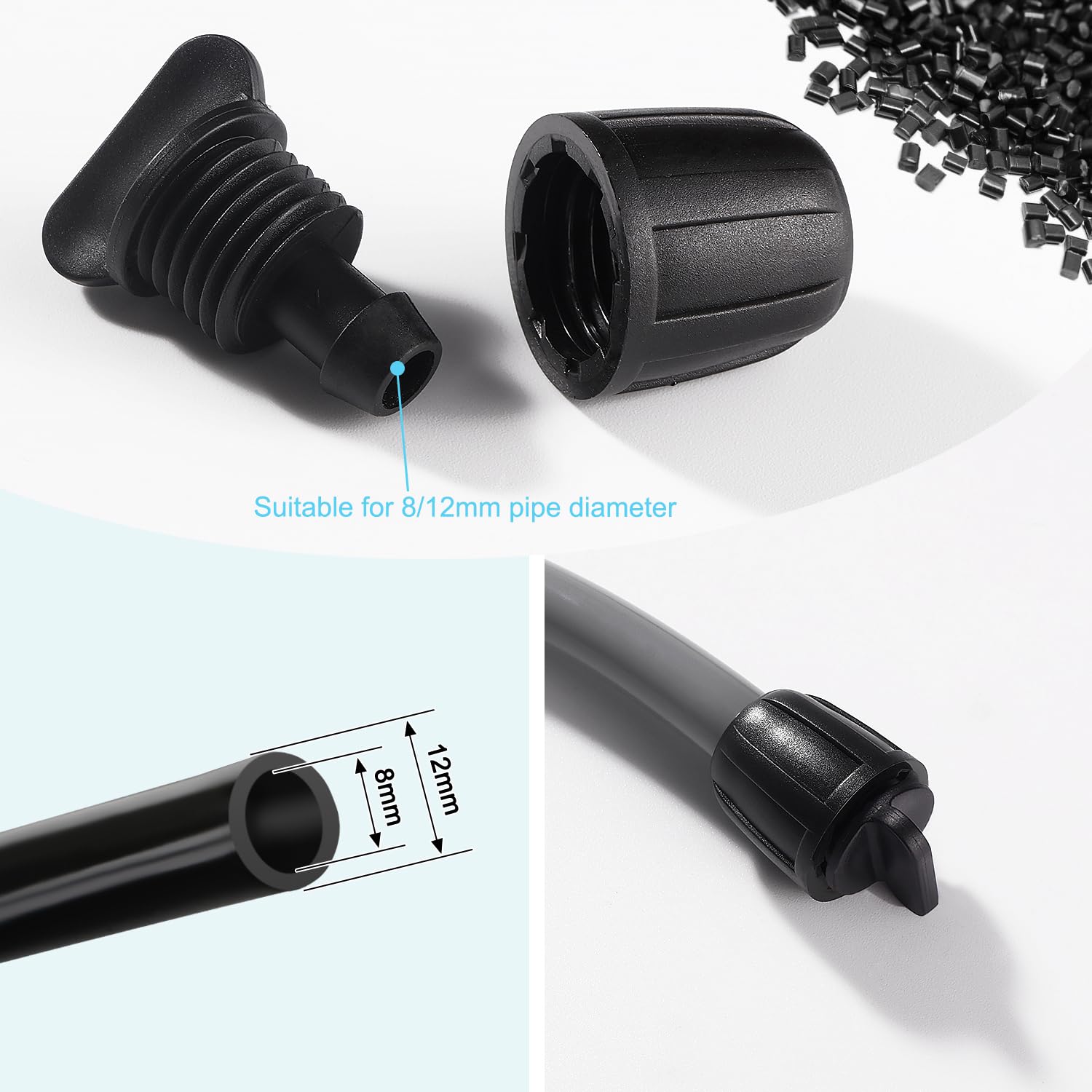 VooGenzek 10 PCS Irrigation Fittings End Plugs for 8/12 mm Tubing, Barbed Locked End Plug Connectors, Drip Tubing Connectors - Image 3