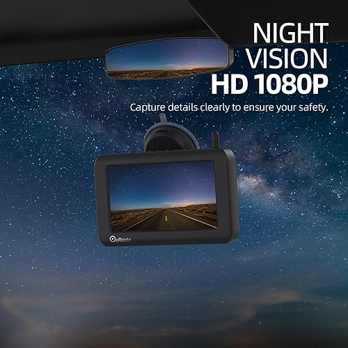 Miniatura 6 de eRapta Cámara de respaldo inalámbrica solar magnética de 5 pulgadas, instalación de bricolaje de 1 minuto, HD 1080P, transmisión de 328 pies,