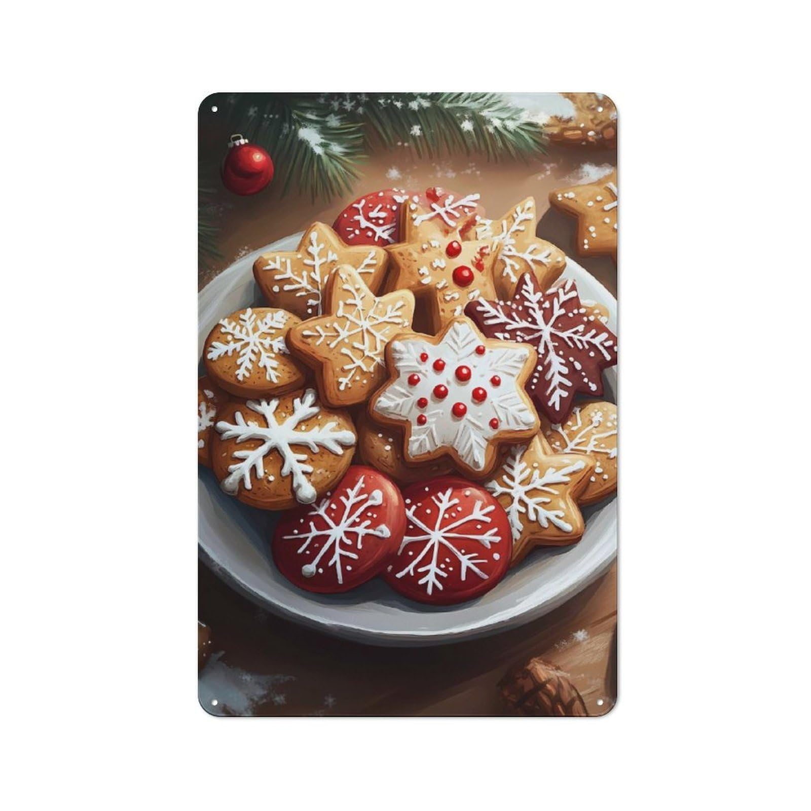 Junmoney Christmas Cookies 30X20cm Rustic Metal Sign With For Hobby Room Or Studio, Metal Sign Decor For Hobby Rooms And Studios