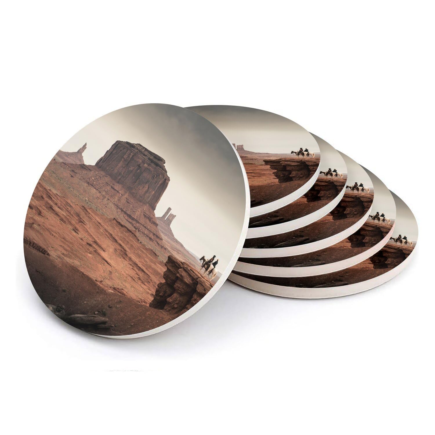 Sous-verre ronds en céramique paysage canyon western lot de 6 dessous de table pour tasse