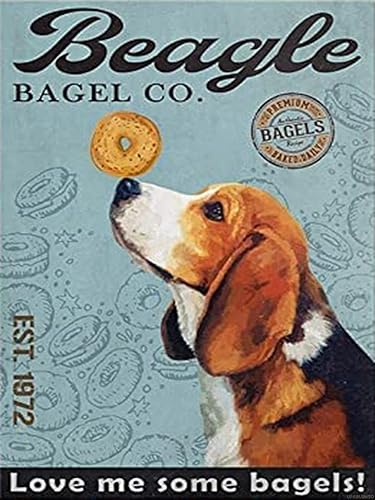 UPABLUNSO Kits de pintura de diamantes 5D Beagle Dog Bagel Sign Retro Diamond Art Kits para regalo, pintura de diamantes, perfecto para decoración