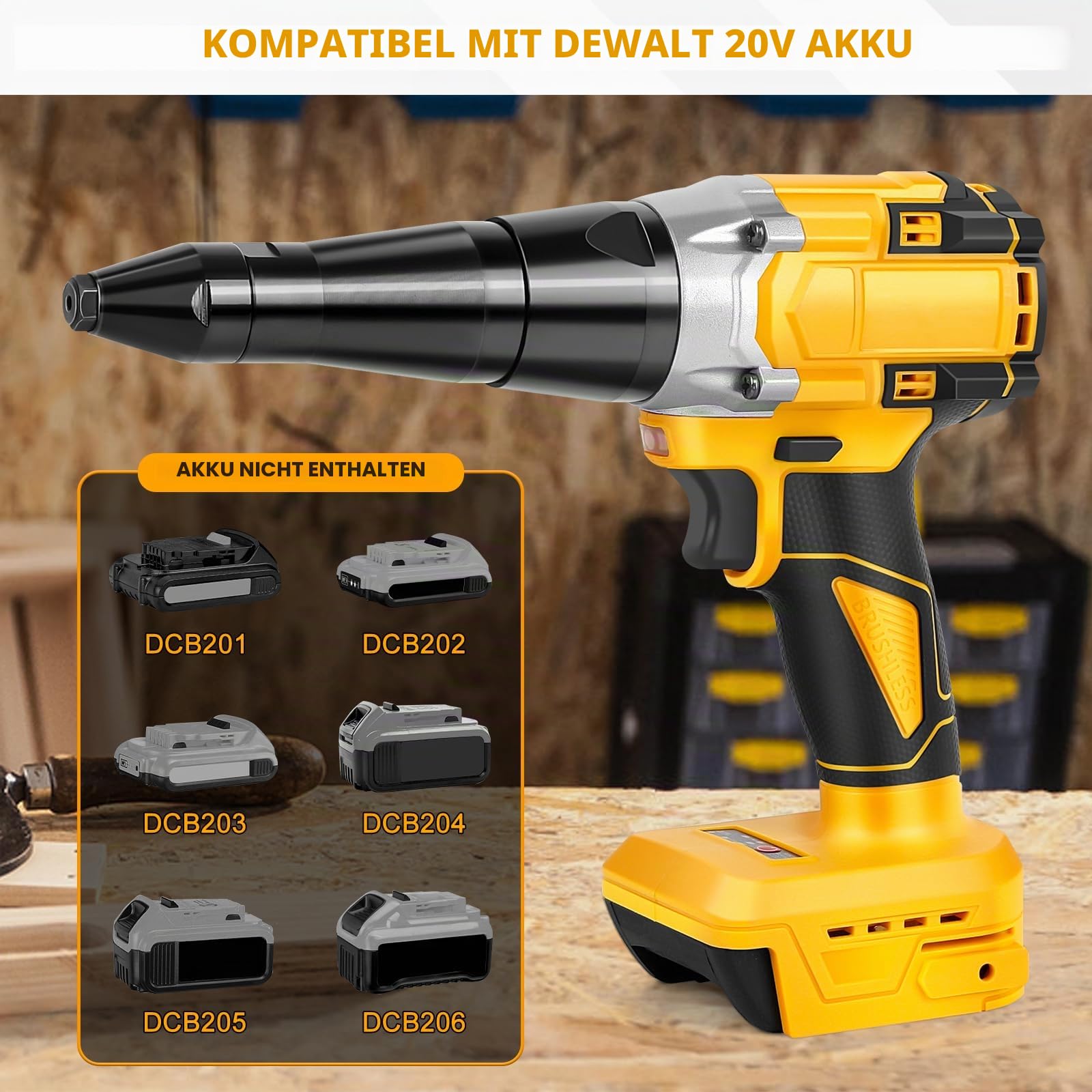 Akku Nietpistole kompatibel mit Dewalt 20V Akku (ohne Batterie)