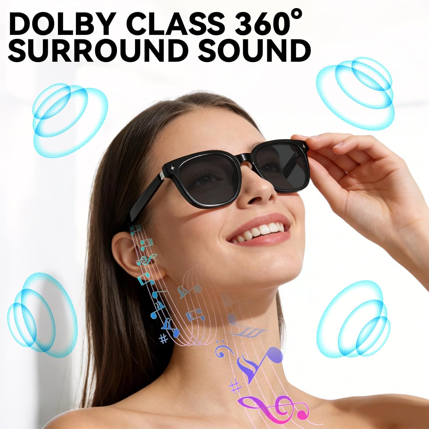 2026 Latest Smart Audio Glasses with Bluetooth, Open-Ear Speakers, Music & Hands-Free Calls, AI Voice Assistant,Translation for 164+ Languages Lightweight Wearable Tech Glasses for Men & Women