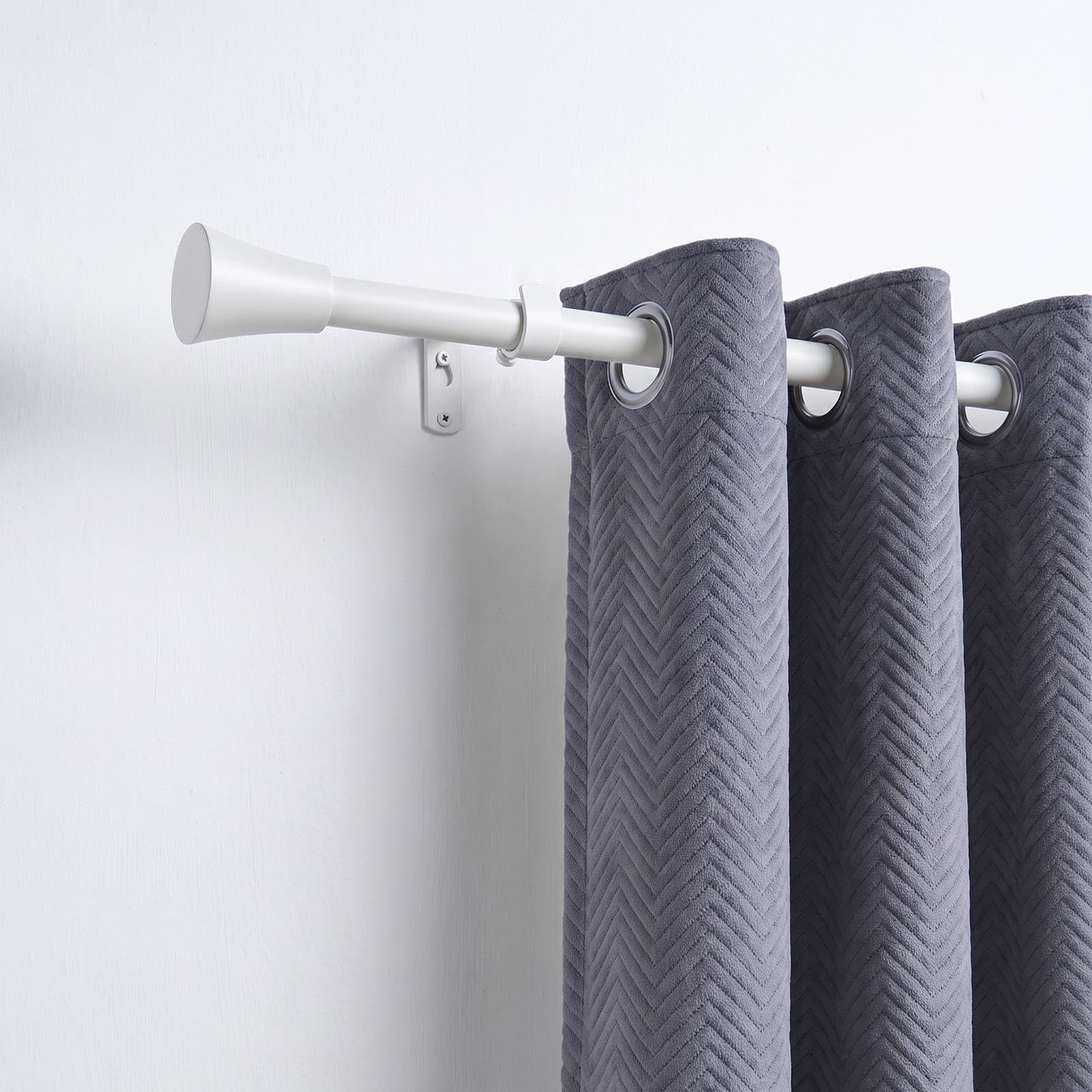 OHS Curtain Pole Trumpet 28mm Curtain Rail Curtain Rod, White - 120-220cm