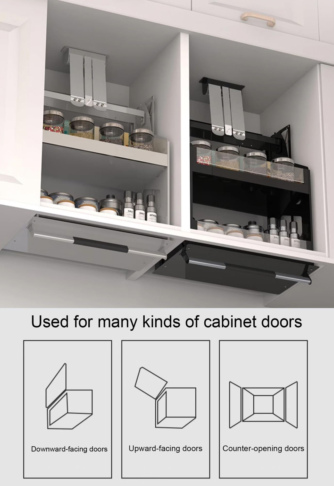 Organizer For Armadietti Estraibili - Ripiani Estraibili For Armadietti Da Cucina A 2 Livelli, Salvaspazio, Organizer Ideale For Porta Spezie For Armadietti Da Cucina Con Portata Di 30 Kg(Cabinet 600m