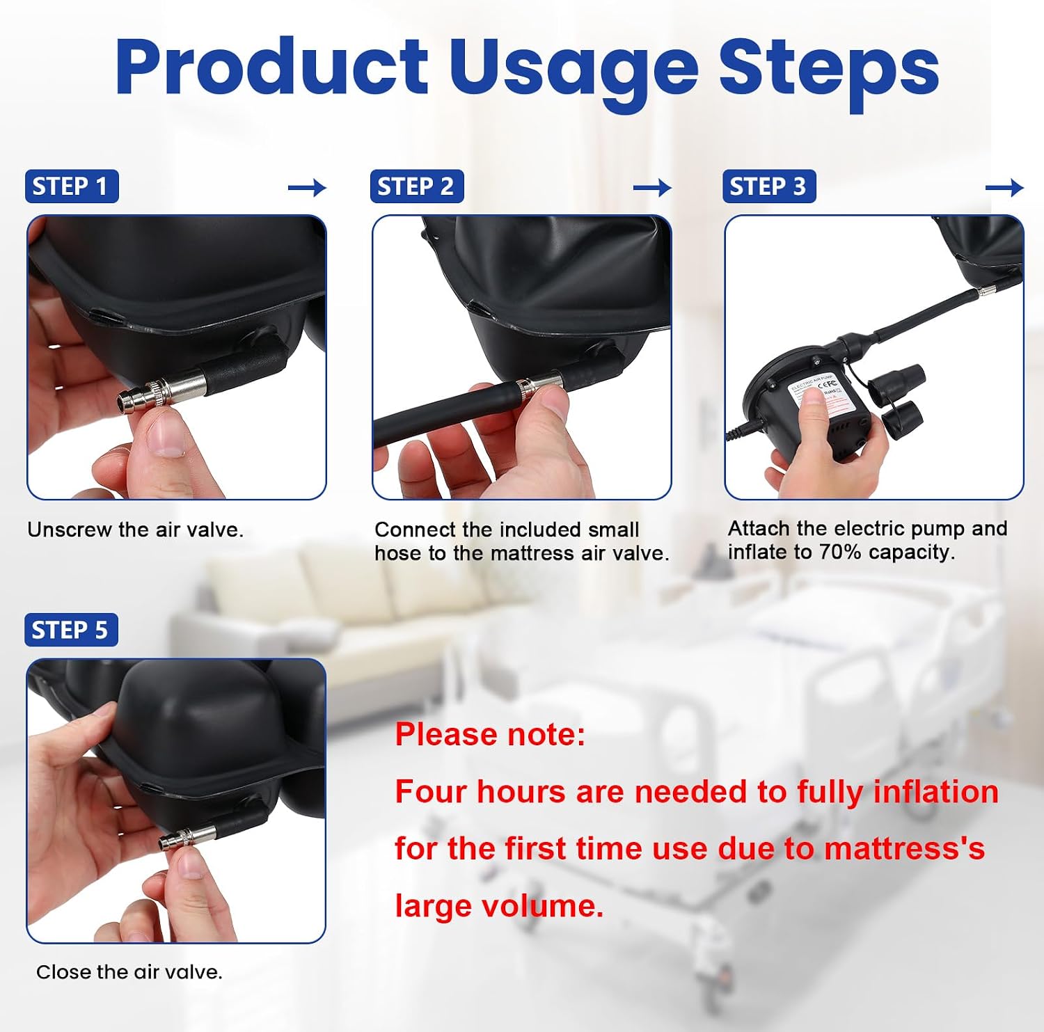 Inflatable Air Pressure Mattress, Bed Sore Prevention Solution, Exceeds Alternating Pressure Overlay Performance, Hospital Bed Mattress Topper, Ulcer Cushion Pad for Home