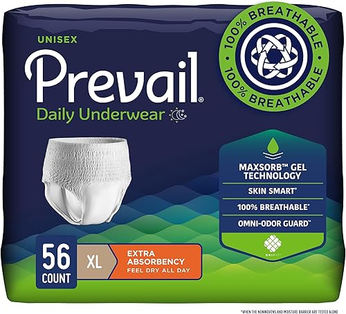 Prevail Ropa interior protectora diaria Ropa interior unisex para adultos Pañal desechable para adultos para hombres y mujeres Máxima absorción