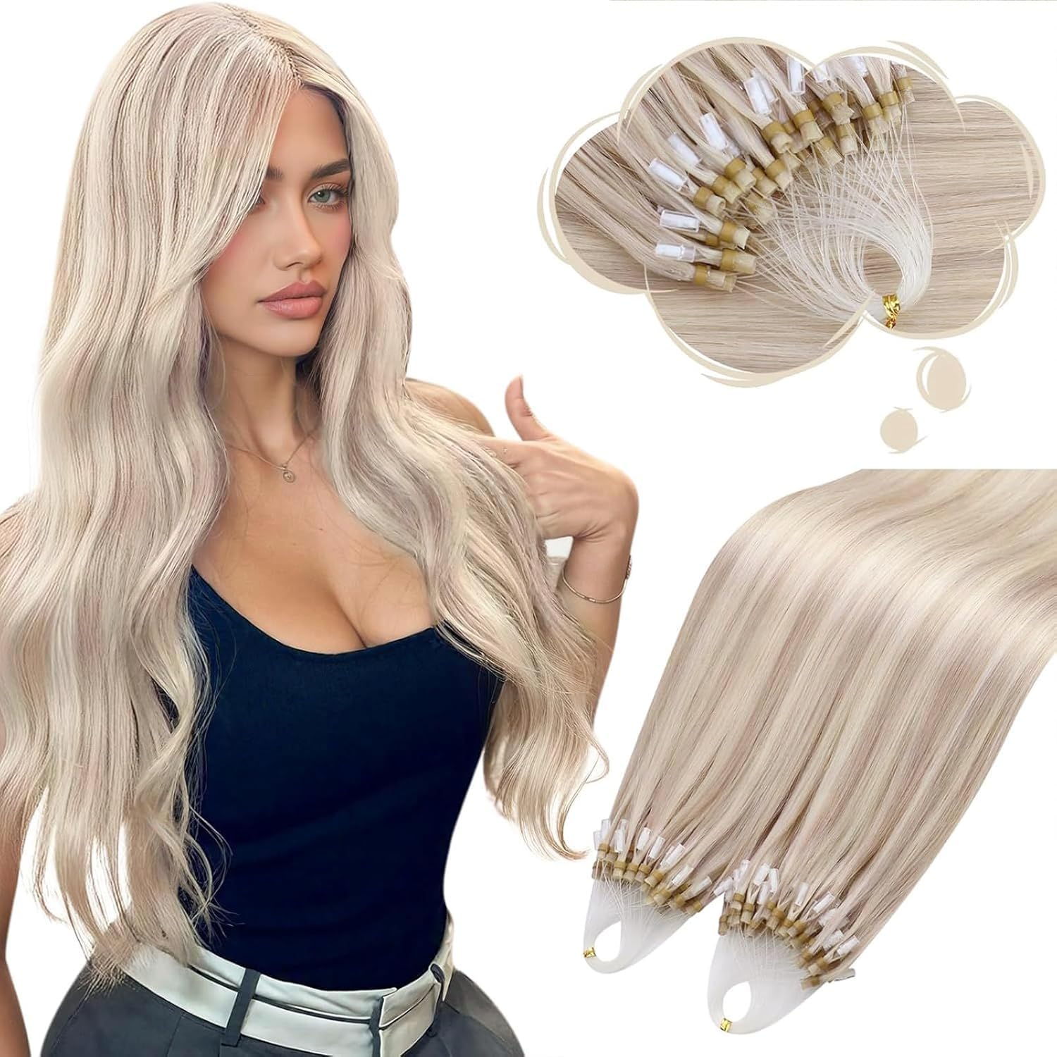 Moresoo Haarverlängerung Echthaar Bondings Extensions Echthaar Bondings