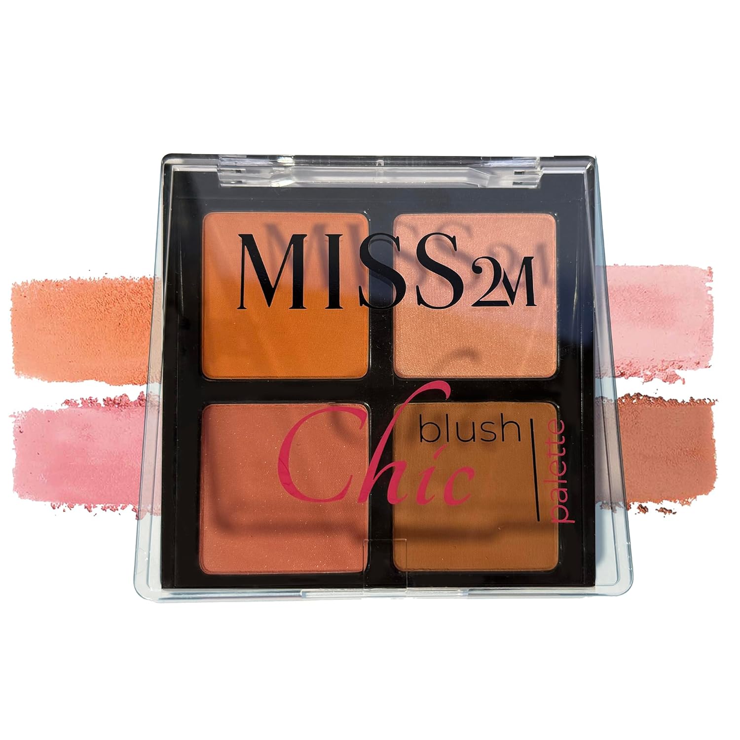 Chic Powder Blush Contour Palette 4-in-1 Blendable Natural Makeup Pressed Powder Blush for Cheeks: 01 Darling Clementine, 0.63 Oz
