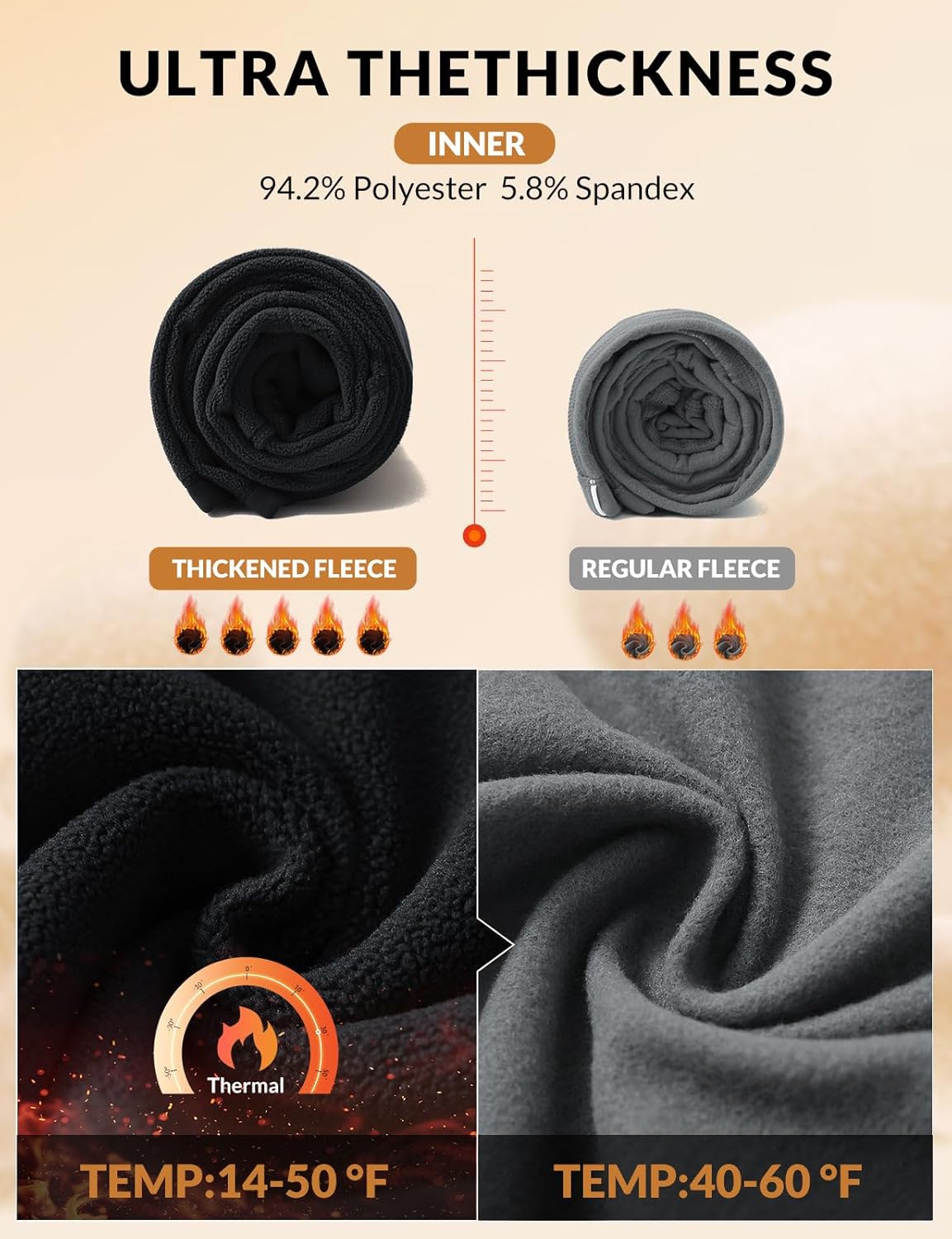 baleaf Women's Thick Fleece Lined Leggings Winter Snow Pants Warm Thermal High Waisted Ski Legging - Image 3