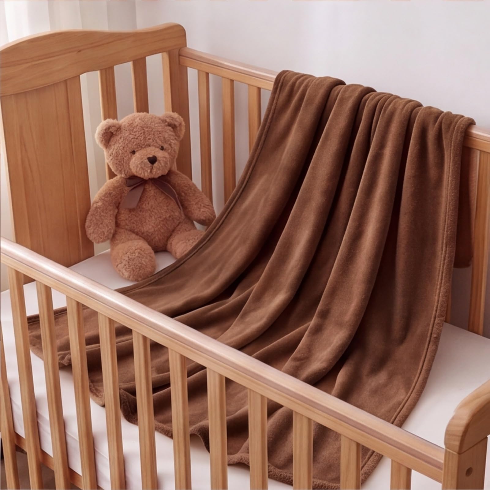 GOUTUI Fleece Blanket Sofa Throw 155 x 265 cm Fit All Season Fleece Blankets Soft Cosy Warm for Bed Settees Armchairs, Brown