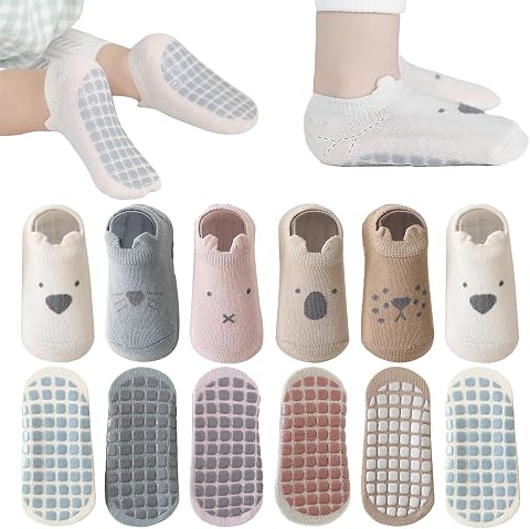 Bebé Antideslizante Tobillo Calcetines De Dibujos Animados Lindo Agarre Calcetines Para Bebés Niños Niños Niñas Multicolores 6 Par