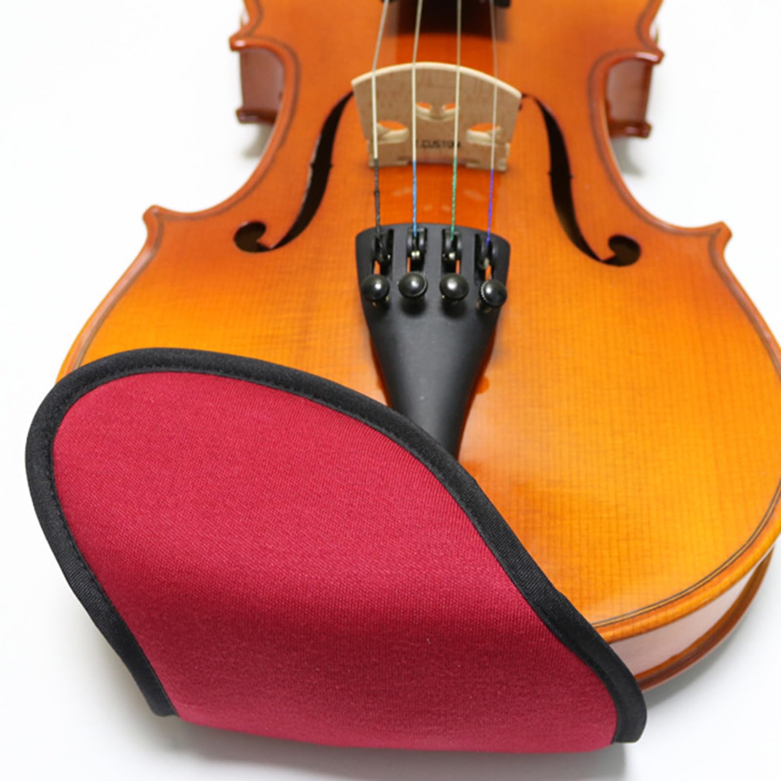 Soft Cotton Violin Shoulder & Chin Rest Pad - Adjustable Comfort For 1/4, 1/8, 1/32 Size Violins (Red/Brown/Black)