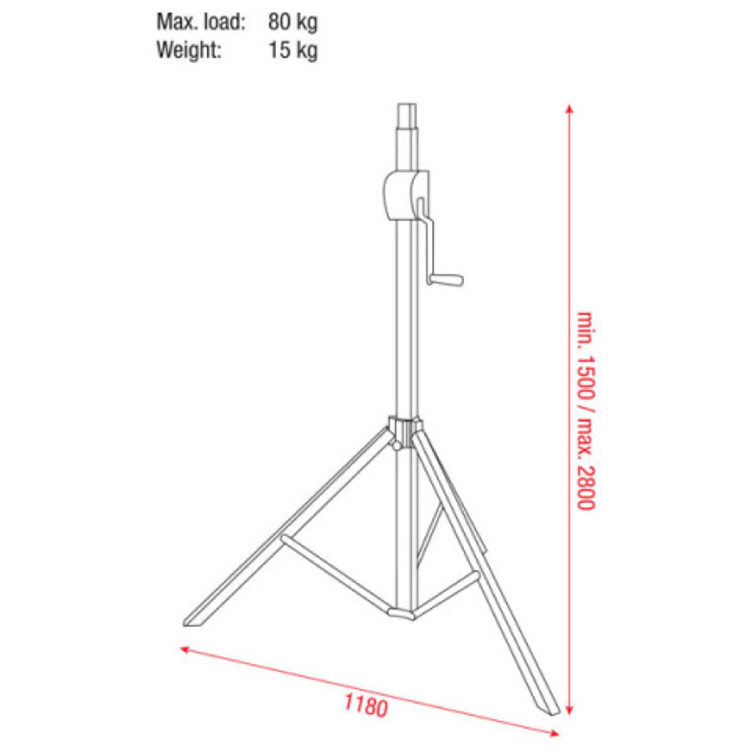 Showtec Basic 2800 Kurbelstativ ohne Adapter (70835) 80 kg