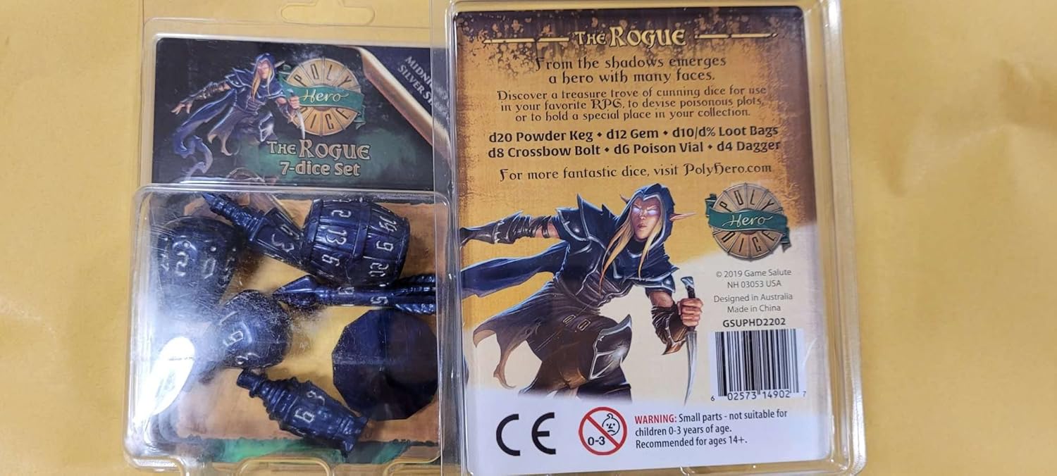 Polyhero Dice The Rogue Set Midnight Blue Dice