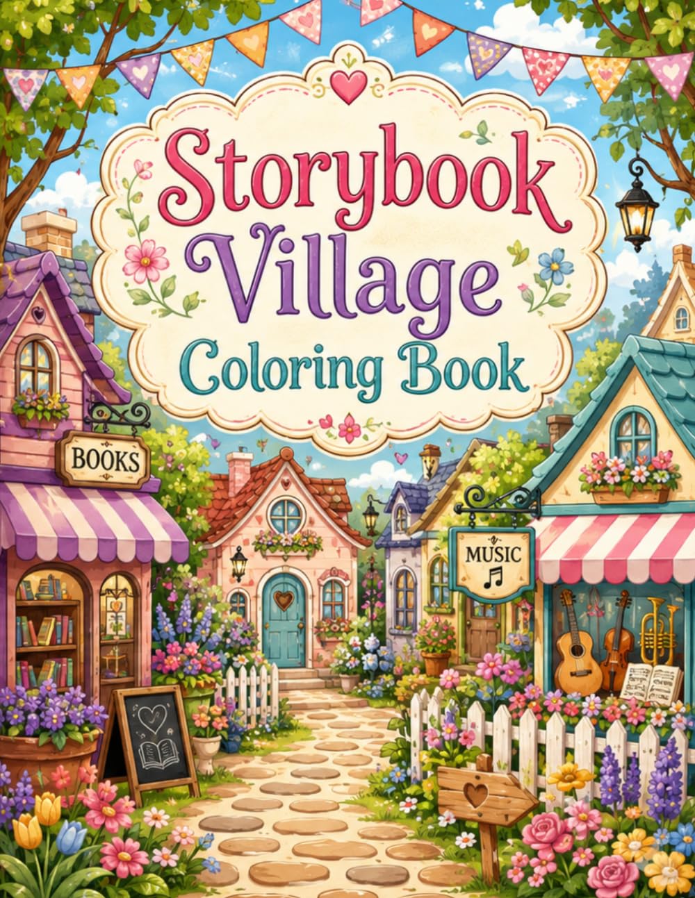 Storybook Village Coloring Book: Cute Little Storefronts, Cozy Cottages, and Whimsical Village Scenes to Color