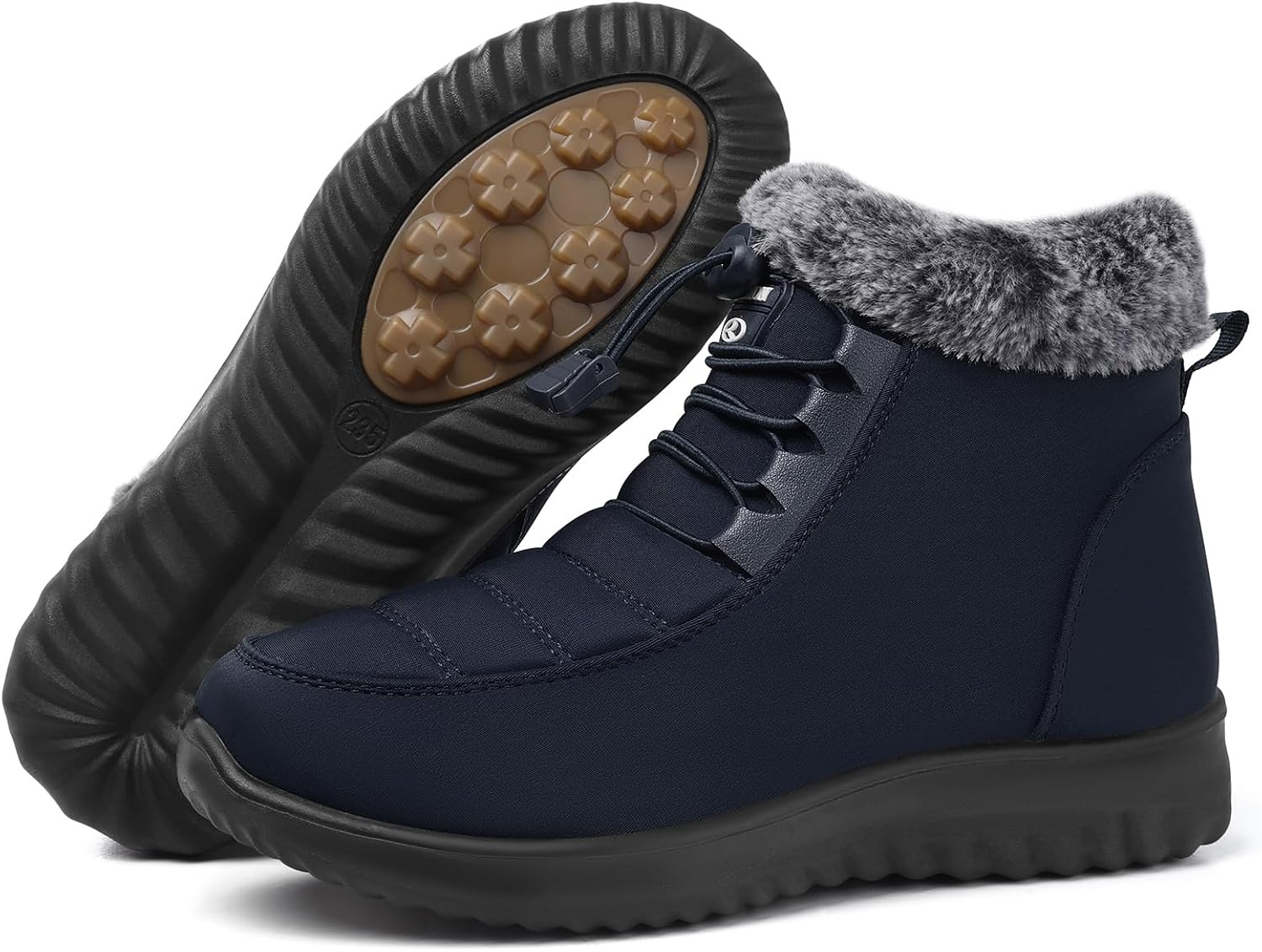 SHIBEVER Winter Boots for Women Snow: Fur Lined Warm Ankle Boots - Adjustable Water Resistant Outdoor Zipper Snow Shoes - Image 3