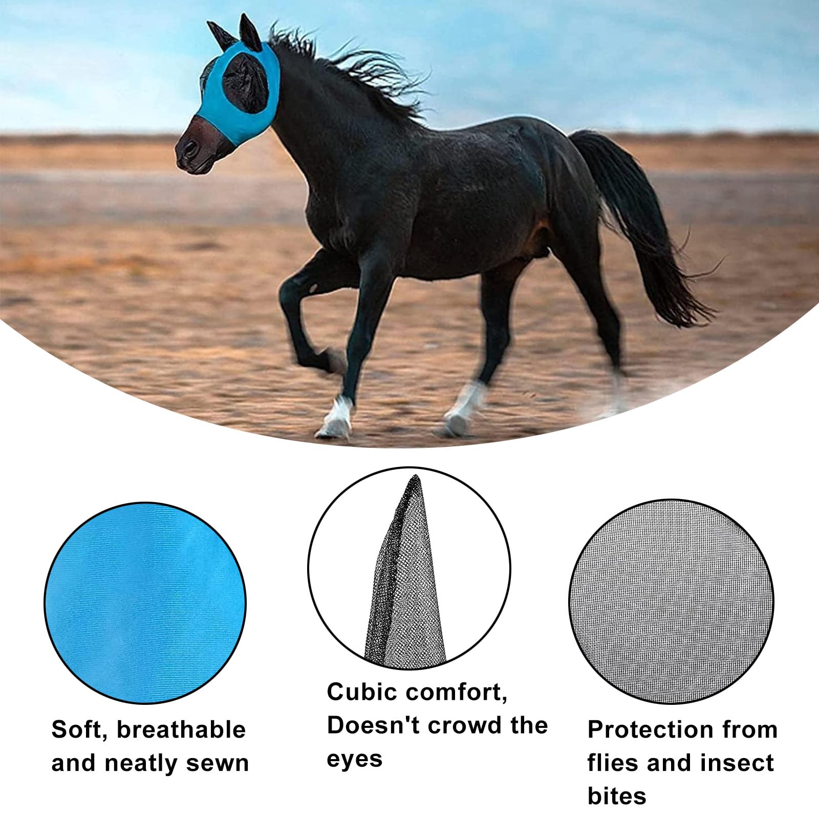 Maschera anti mosche in lycra Pro -tech Pro-Tech | | Maschera antimosche cavallo | Maschera cavalli | Maschera antimosche cavallo lycra | Maschera terapeutica per cavalli | Maschera lycra cavallo | cuffia