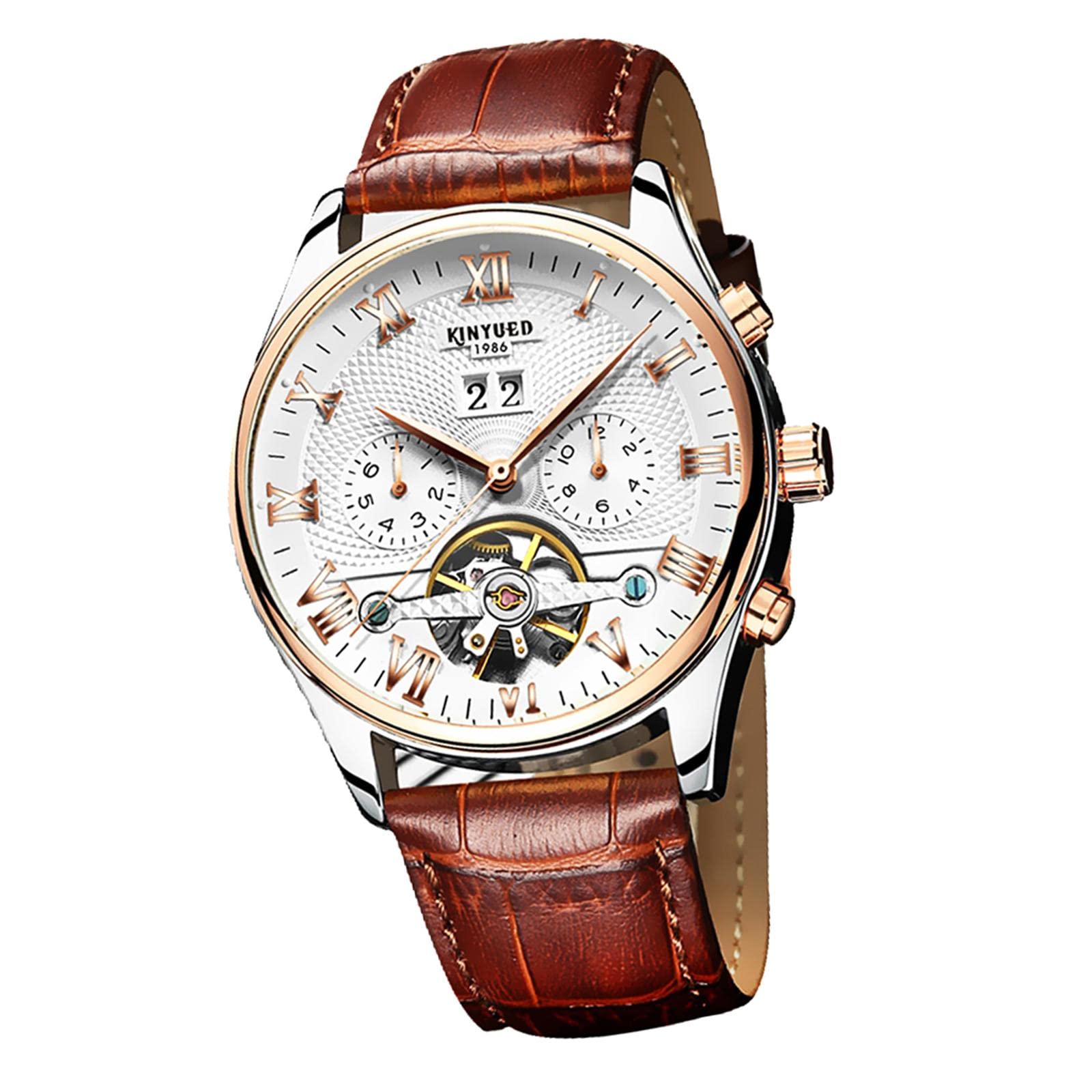 LOOM TREE Luxury Mens Automatic Mechanical Wristwatch Hollow Genuine Leather Brown (B09ZTT6XDM) Amazon Price History, Amazon Price Tracker