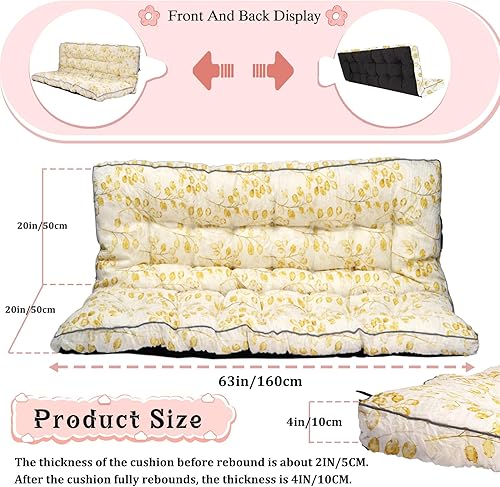 Miniatura 149 de Cojín de repuesto para columpio de 2-3 asientos, cojines de banco para exteriores con respaldo grueso de 4 pulgadas, muebles de patio, jardín, Flor