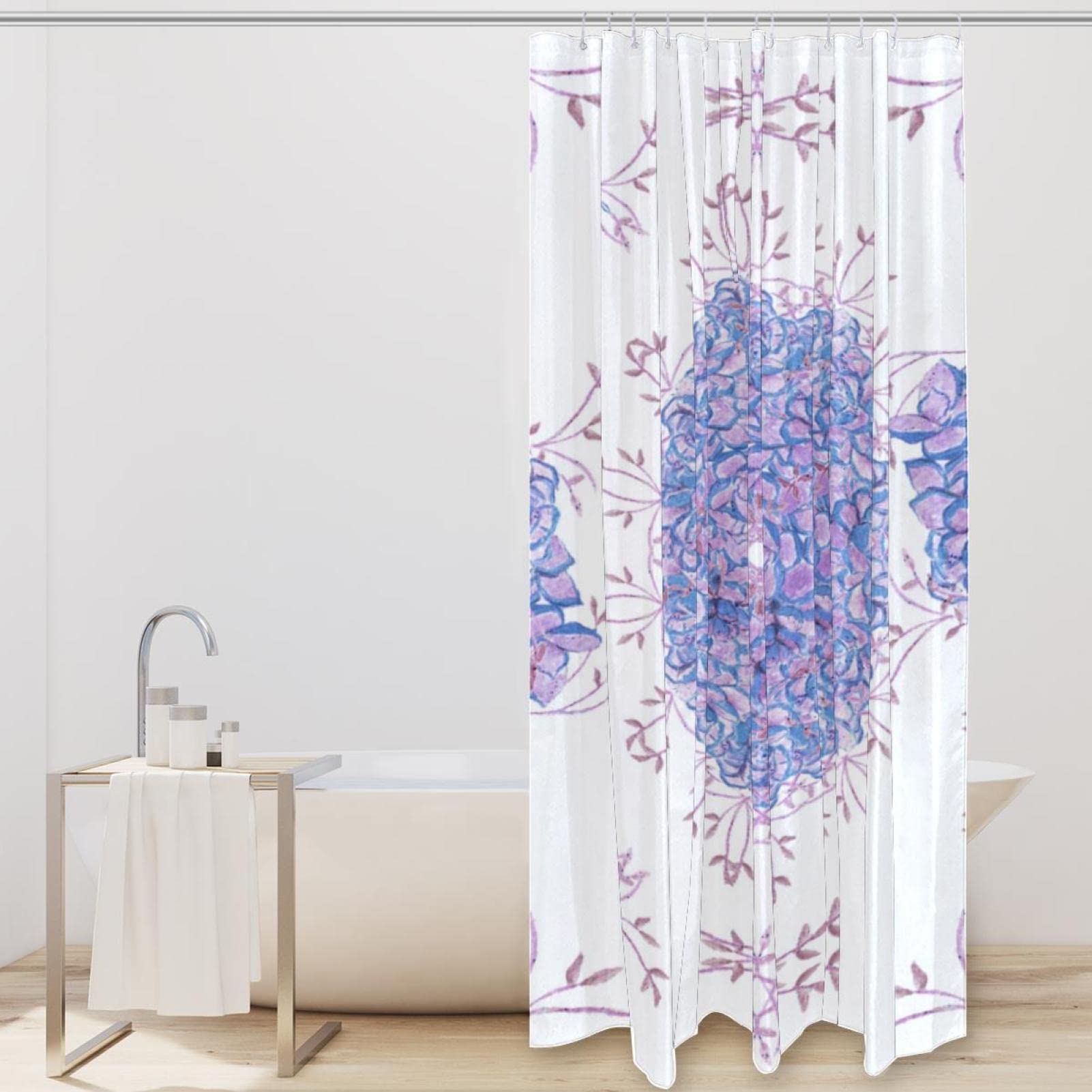 Rideau De Douche Motif Myrtille - 152x183 Cm, Polyester Imperméable, 12 Crochets Inclus
