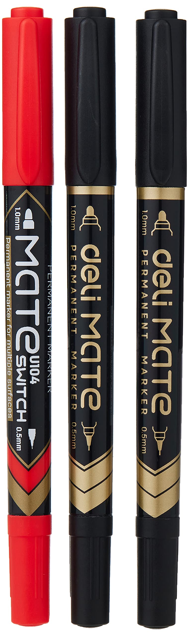 Deli CU201 2-In-1 Bullet Tip Permanent Marker 3-Pieces Set