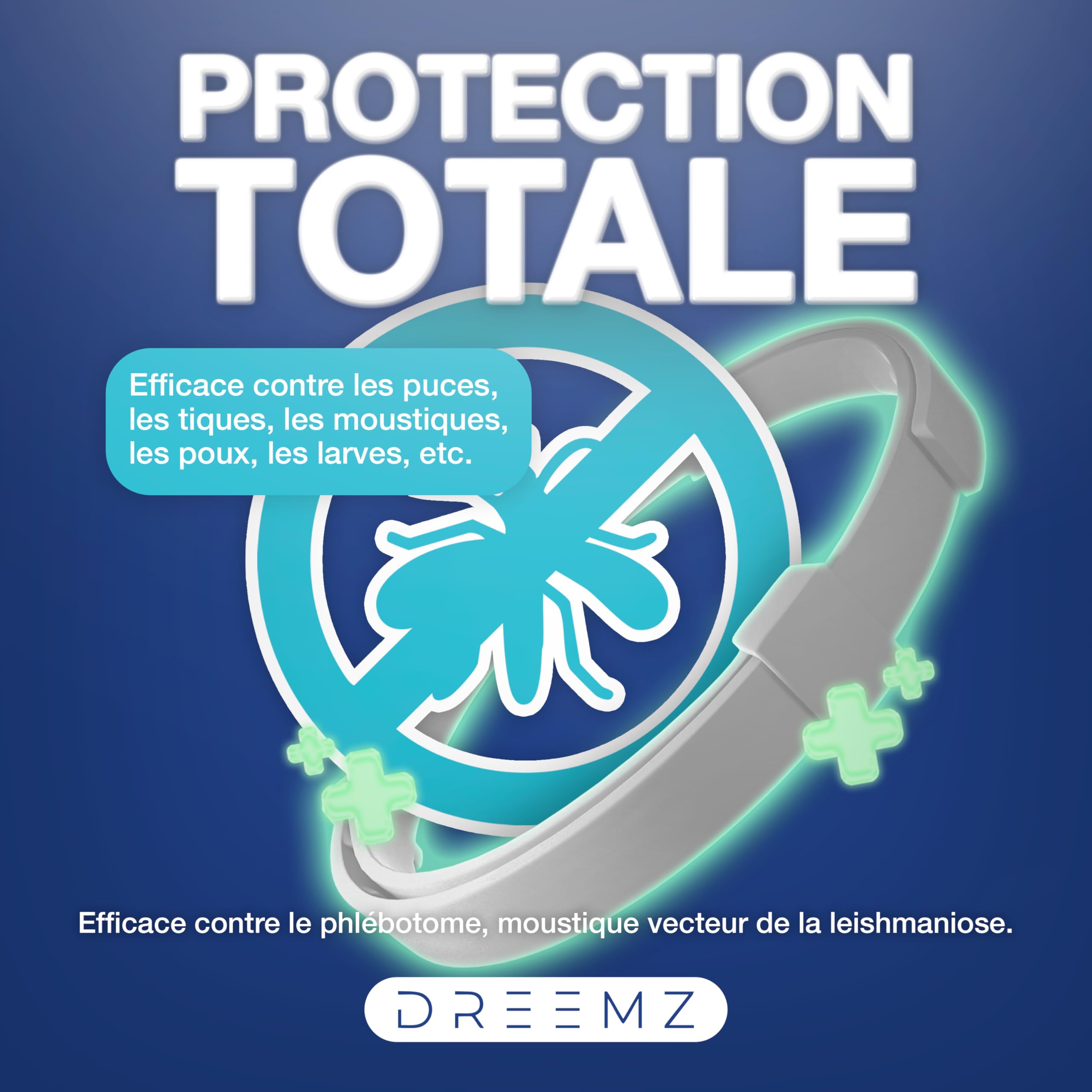 DREEMZ® Collier Anti Puces pour Chien - Collier Anti Puce Chien - Anti Tiques Haute Qualité - 8 Mois de Protection - 63cm Réglable Toutes Tailles - 100% Naturel - Imperméable déperlant (1 unité)